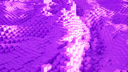 Beautiful white fantasy abstraction from cubes. 3d illustration, 3d rendering.