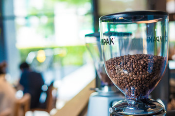 Hot latte art coffee in cup