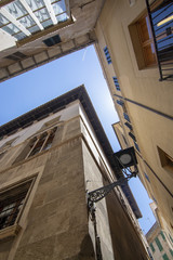 Fototapeta na wymiar Old Town architecture blue sky sunny day Palma Mallorca