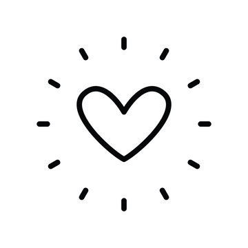 Heart With Shine Linear Icon, Love Burst Symbol, Sunshine.