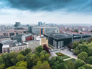 Poster Luchtfoto van het panorama van de stad Brussel, België © LALSSTOCK