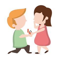Kids in love cartoon Vector illustration