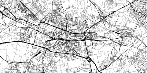 Urban vector city map of Katowice, Poland