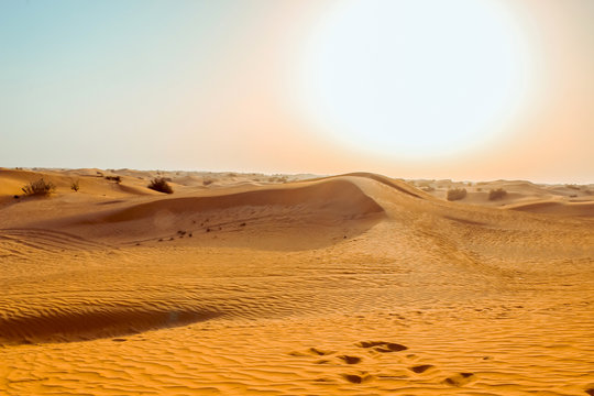 Sand dunes of the desert close up. Dubai 2019. © volhavasilevich