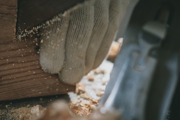 Carpenter wood tool wooden work,  industrial shaving.