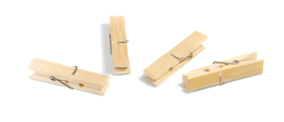 wooden clip isolated on white background