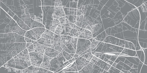 Urban vector city map of Lublin, Poland - obrazy, fototapety, plakaty