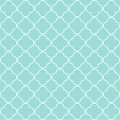 Blue quatrefoil outline ornamental pattern