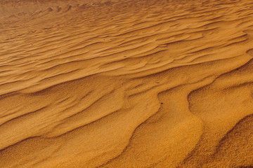 Sand dunes of the desert close up. Dubai 2019
