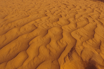 Sand dunes of the desert close up. Dubai 2019