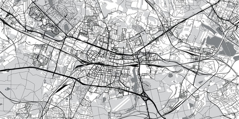 Urban vector city map of Katowice, Poland