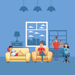 Millennial people gaming party