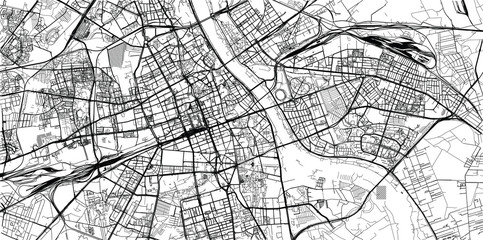 Urban vector city map of Warsaw, Poland