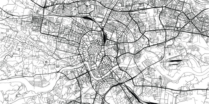 Fototapeta Urban vector city map of Krakow, Poland