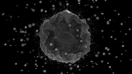 Abstract wireframe background. 3D grid technology illustration landscape. Digital Terrain Cyberspace in the Mountains with valleys. Data Array.