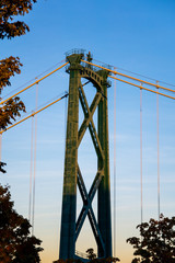 Steel top of the Lions Gate Bridge in Vancouver.