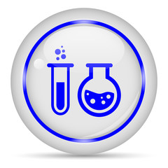 Chemistry icon. White glossy round vector icon in eps 10. Editable modern design internet button on white background.