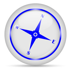 Compass icon. White glossy round vector icon in eps 10. Editable modern design internet button on white background.