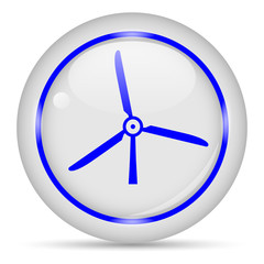 Windmill icon. White glossy round vector icon in eps 10. Editable modern design internet button on white background.