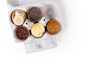 veganer Ei-Ersatz, weisser Hintergrund,