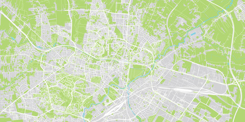 Urban vector city map of Lublin, Poland - obrazy, fototapety, plakaty
