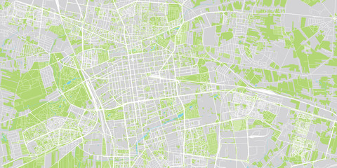 Urban vector city map of Lodz, Poland - obrazy, fototapety, plakaty