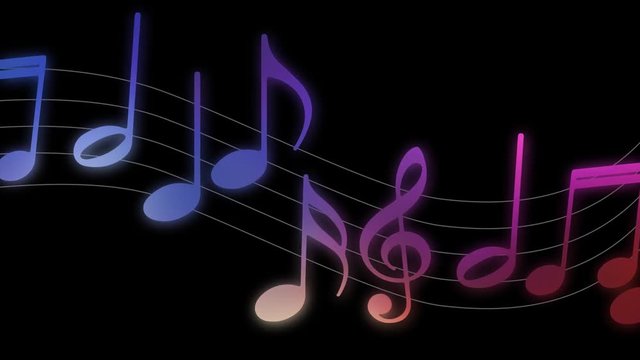 Various Musical Notes Coming Up on the Lines Alpha Channel Included