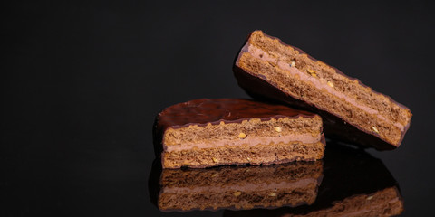 chocolate cookies (sweet dessert). food background. top