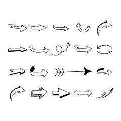 Arrow doodles set. Hand drawn sketch arrows vector collection.