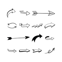 Arrow doodles set. Hand drawn sketch arrows vector collection.
