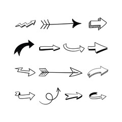 Arrow doodles set. Hand drawn sketch arrows vector collection.