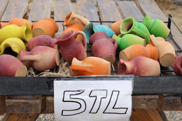 Traditional multicolored Turkish jugs souvenir