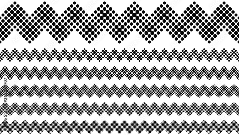 Poster black and white geometrical dot pattern separator line set - abstract monochrome vector design eleme