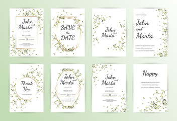 Floral Wedding Invitation, Wedding Invitation Template, Botanical Wedding Invitation, Green Wedding Invitation, Wedding Invitation Suite, Wedding Invitation Set. eps10