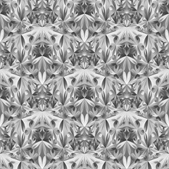 Obraz premium Geometrical grey floral mosaic pattern background - abstract gradient polygonal monochrome vector graphic design