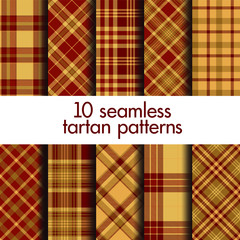 Set of seamless vector tartan patterns