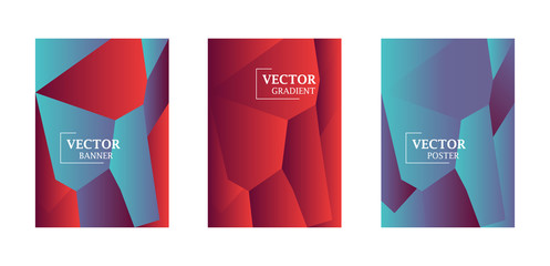 Abstract background with gradient texture, geometric pattern with polygon.  Blue, red, violet gradient.   Art for business brochure,  cover design.