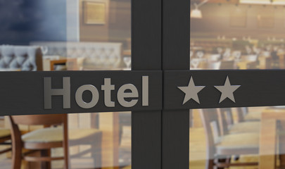 Fototapeta na wymiar Eingang in ein schönes zwei Sterne Hotel