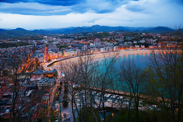  Above view of San Sebastian in  evening
