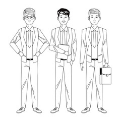 businessmen avatar cartoon character black and white