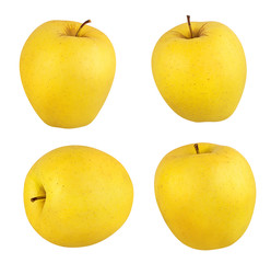 Fresh yellow apple isolated on white background with clipping path