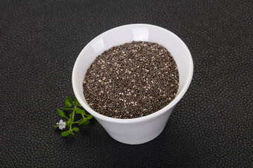 Dietary Chia seeds in the bowl