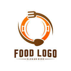 Obraz premium Modern minimalist vector logo of food. Cooking logo Template. Label for design menu restaurant or cafe. Icon Symbol.