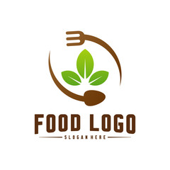 Healthy Food Logo Concept Template. Nature Food logo Vector. Icon Symbol.