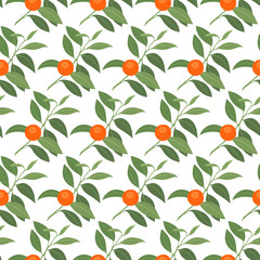 seamless pattern with mandarin branches