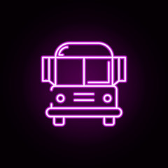 school bus neon icon. Elements of transportation set. Simple icon for websites, web design, mobile app, info graphics