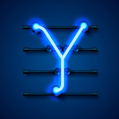 Neon font letter Y, art design signboard.