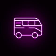 mini bus neon icon. Elements of transportation set. Simple icon for websites, web design, mobile app, info graphics
