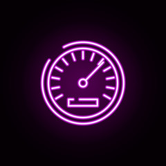 speedometer neon icon. Elements of transportation set. Simple icon for websites, web design, mobile app, info graphics