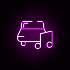 auto music neon icon. Elements of transportation set. Simple icon for websites, web design, mobile app, info graphics